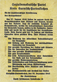1946 - Wahlaufruf der SPD zu den Kommunalwahlen im Januar 1946